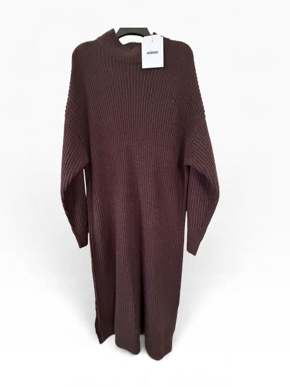NWT Minimum oversized Women's Ribbed Knit Sweater Dress - Brown M-L